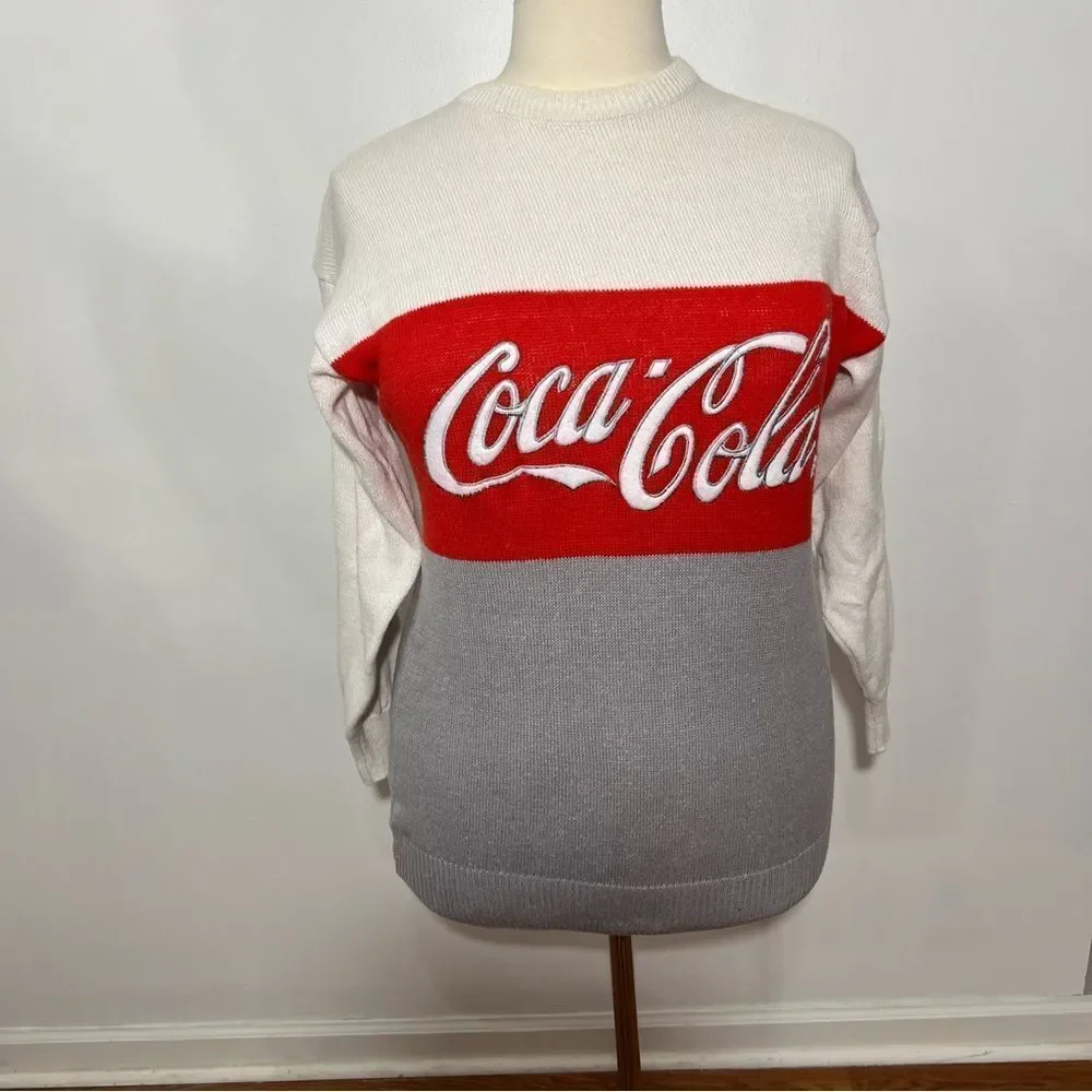 Vintage 1986 Coca Cola Color Block Men's Sweater -- L‎